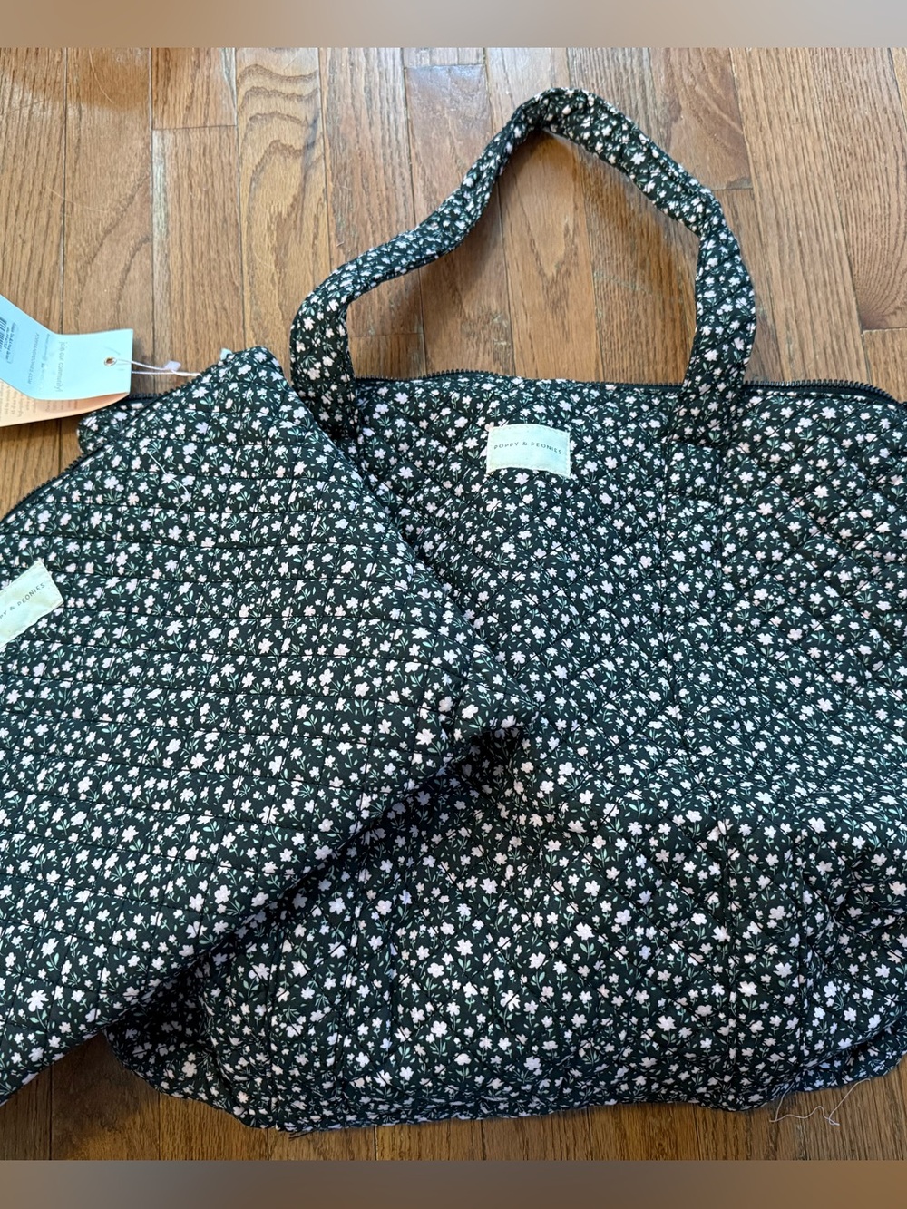 Poppy & Peonies Foldable Quilted Floral Garden Tote Bag